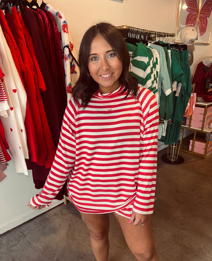Striped Lightweight Mock Neck
