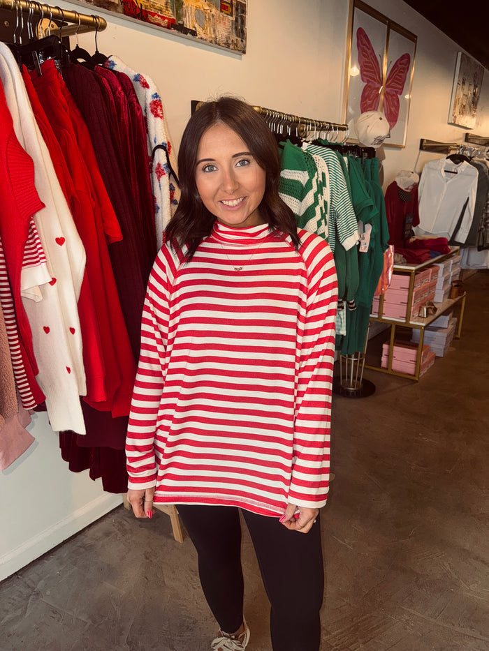 Striped Lightweight Mock Neck