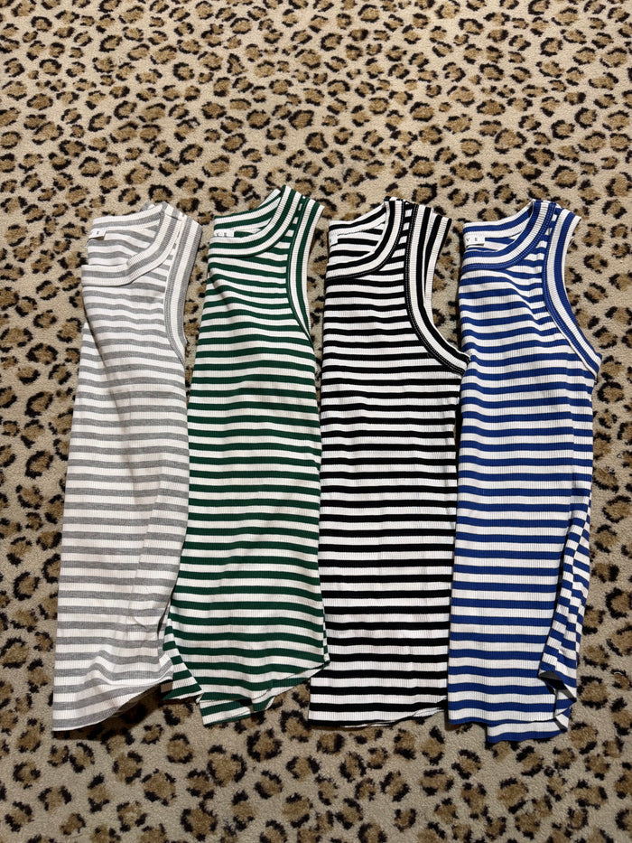 Striped Ribbed Racerback Tanks