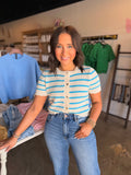 Striped Scallop Edge Cardigan