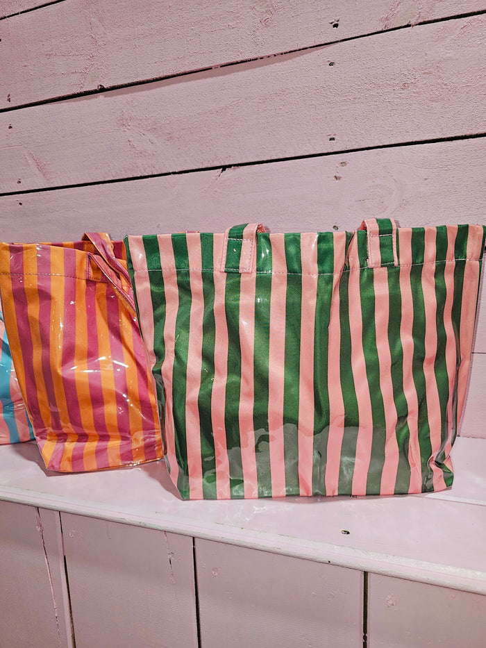 Striped Vinyl Tote Bag