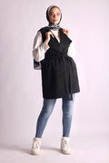 Suede black belted vest. - Livefree