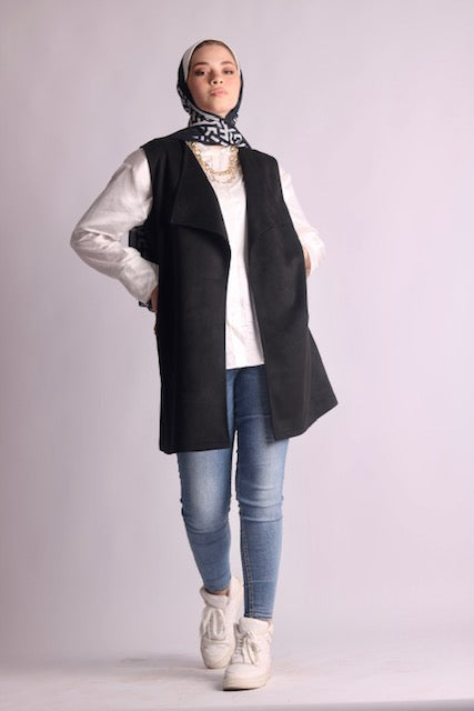 Suede black belted vest. - Livefree