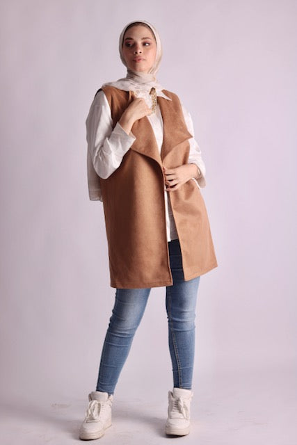 Suede camel belted vest - Livefree