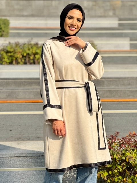 Suede lined long blouse. - Livefree