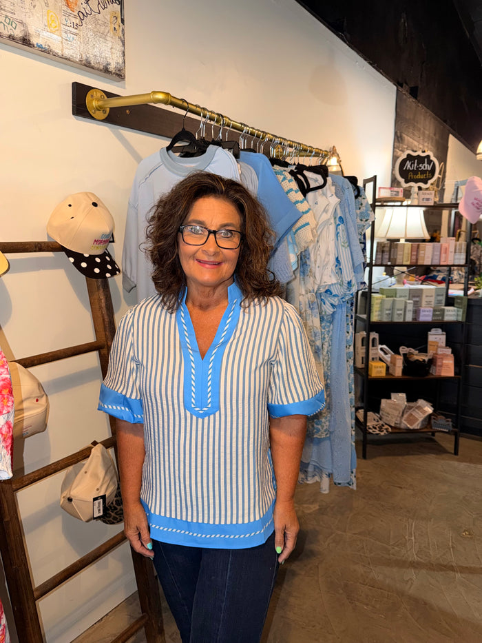 Summer Blues Stripe Blouse