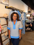 Summer Blues Stripe Blouse