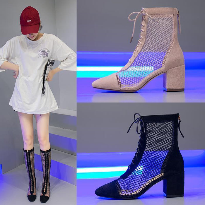 Summer Long Sandal Boots Women's Chunky Heel - Livefree