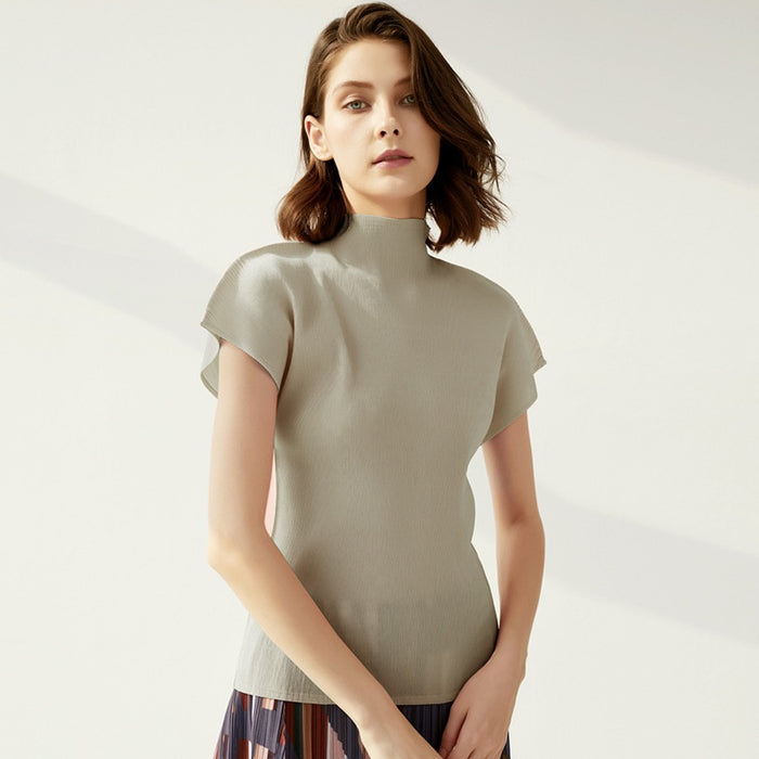 Summer New Sanzhai New Simple Half High Neck Slim Fit T-shirt Women's Versatile Small Top Vest - Livefree