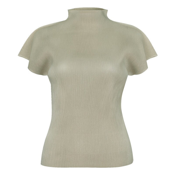 Summer New Sanzhai New Simple Half High Neck Slim Fit T-shirt Women's Versatile Small Top Vest - Livefree