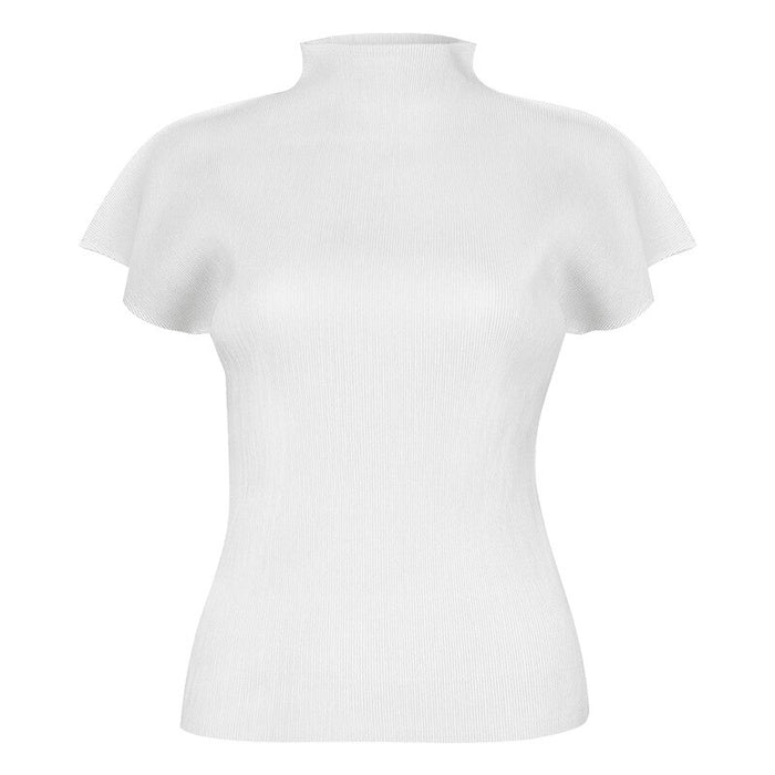 Summer New Sanzhai New Simple Half High Neck Slim Fit T-shirt Women's Versatile Small Top Vest - Livefree
