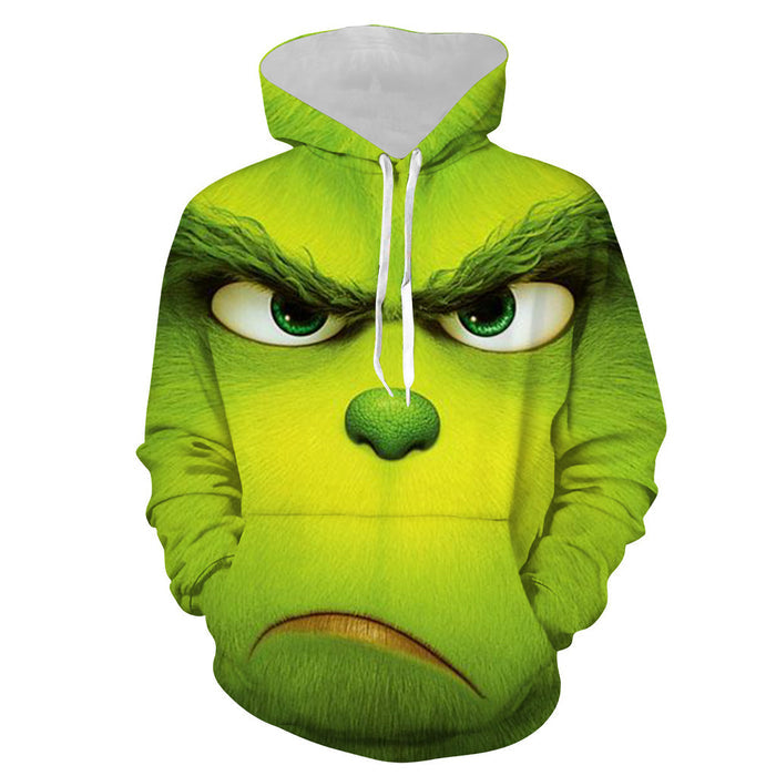 The Grinch With 3D Digital Printing Sweater Zipper Hooded Pullover Cosplay Anime Male - Livefree