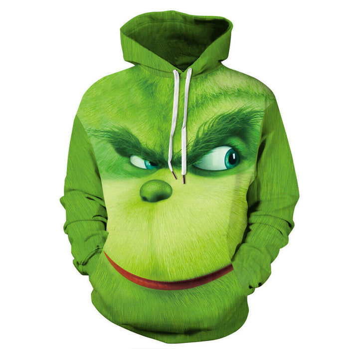 The Grinch With 3D Digital Printing Sweater Zipper Hooded Pullover Cosplay Anime Male - Livefree