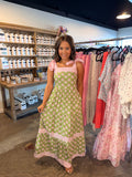 Tie Green & Pink Maxi Dress