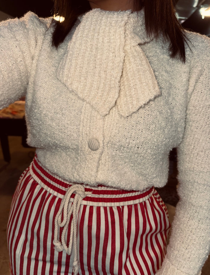 Tie Neck Sweater Cardigan