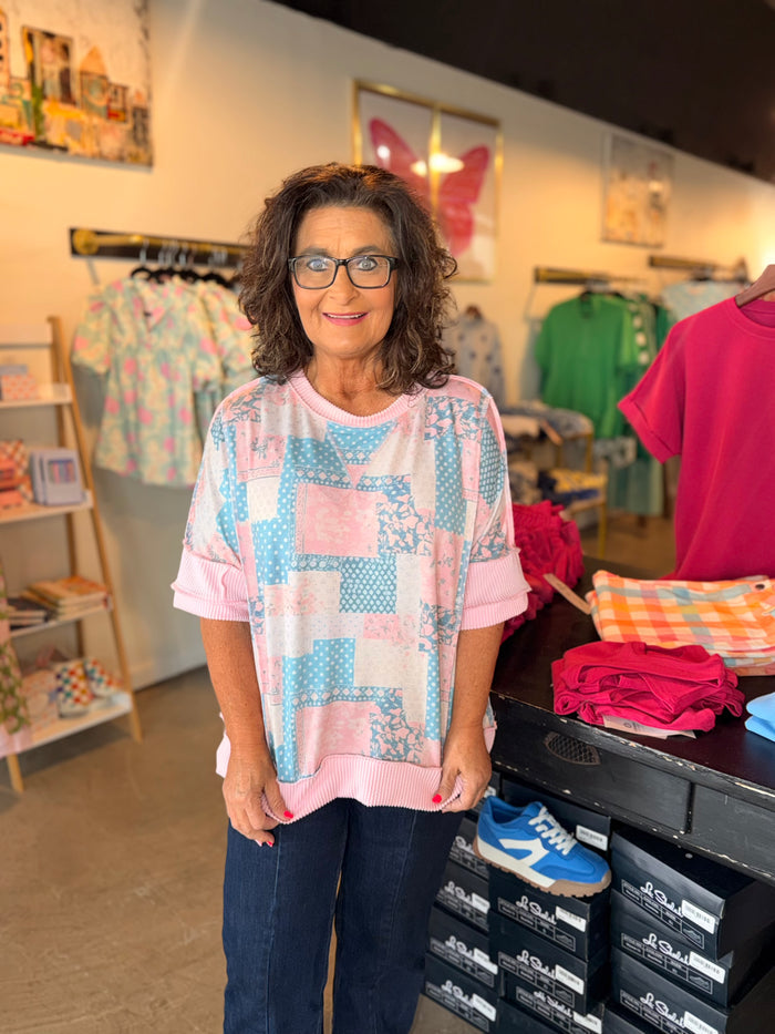 Triangle Patchwork Oversized Top