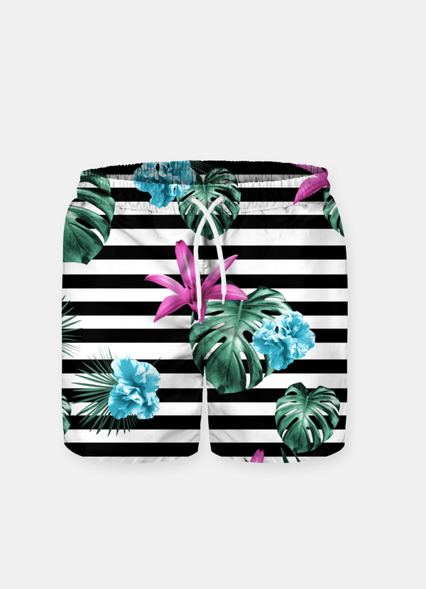 Tropical Florals and Stripes Shorts - shop.livefree.co.uk