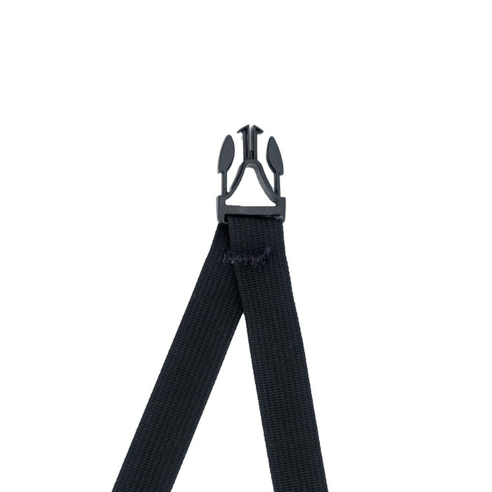 ULA backpack strap kit – close-up of the black split-arrow attachment clip on webbing