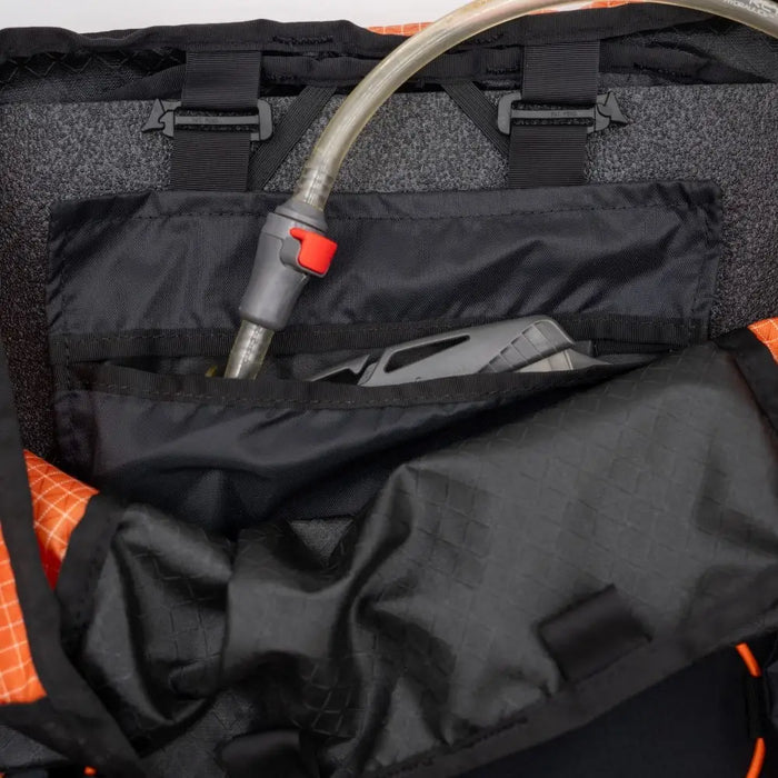 ULA hydration sleeve – water bladder in pack with hose routed
