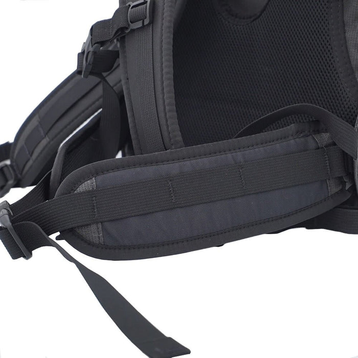 ULA Removable 1'' hipbelt attached to a backpack, shoulder straps and top compartment view