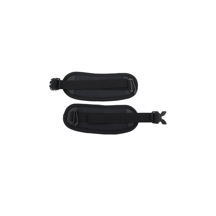 ULA Removable 1'' hipbelt, black padded belt laid flat, studio view