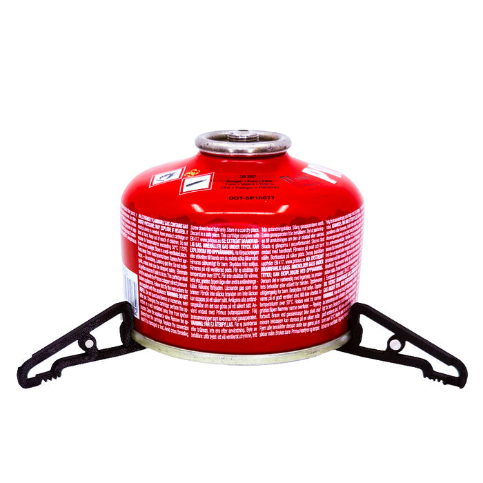 UltimaPeak MagFeets in black – mounted on a gas canister, studio
