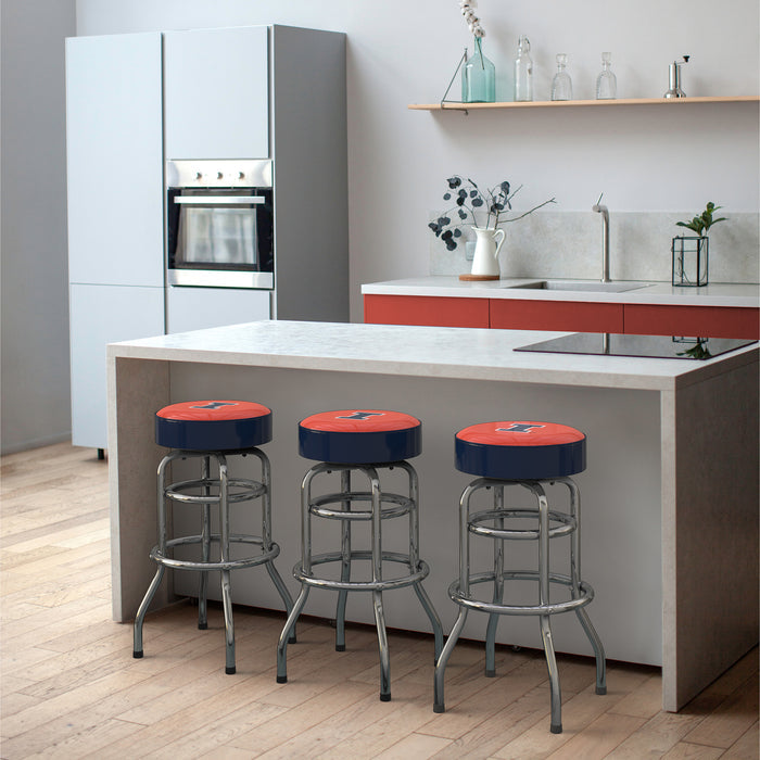 University of Illinois Chrome Bar Stool