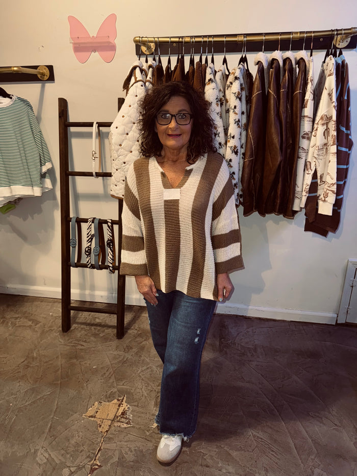V-Neck Stripe Sweater