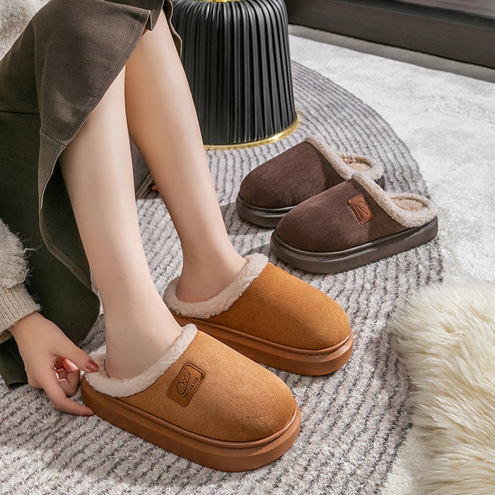 Velvet Thermal Non-slip Lambswool Cotton Slippers - Livefree