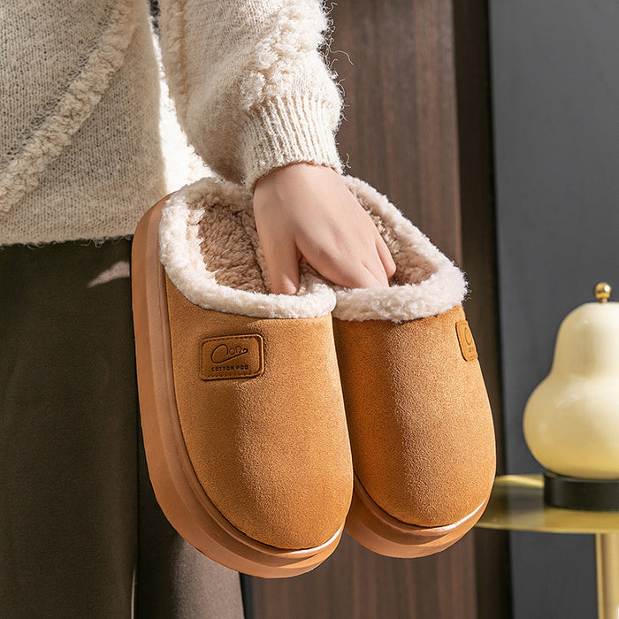 Velvet Thermal Non-slip Lambswool Cotton Slippers - Livefree