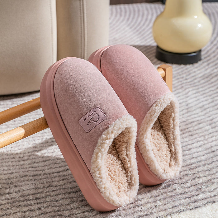 Velvet Thermal Non-slip Lambswool Cotton Slippers - Livefree