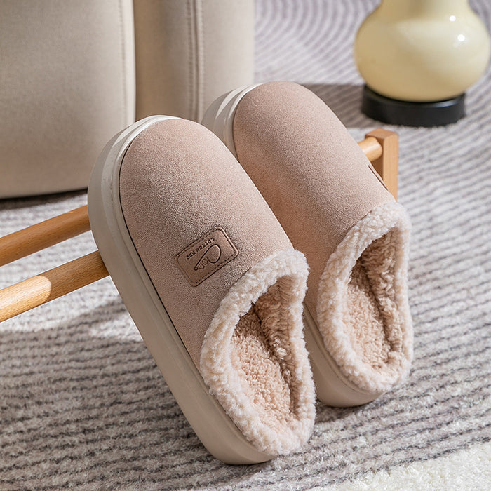 Velvet Thermal Non-slip Lambswool Cotton Slippers - Livefree
