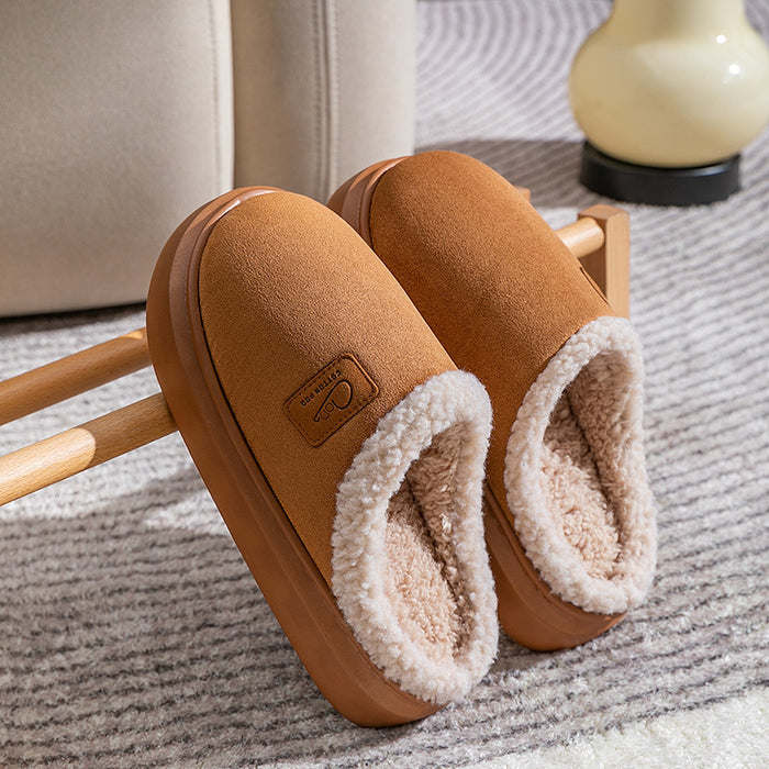 Velvet Thermal Non-slip Lambswool Cotton Slippers - Livefree