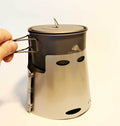 VESUV Titanium Windshield for Toaks Pot 700 ml 115 mm held over a pot, studio