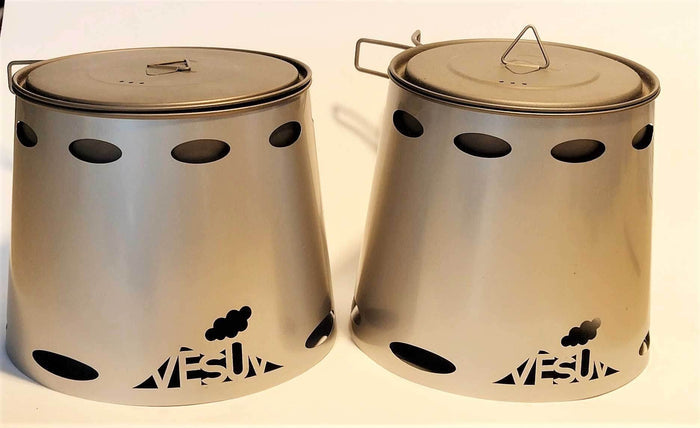 VESUV Titanium Windshield for Toaks Pot 700 ml 115 mm shown as a pair