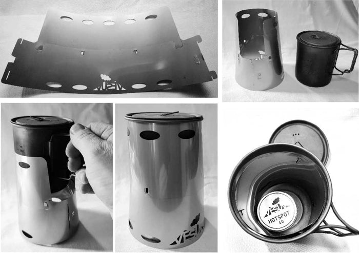 VESUV Titanium Windshield for Toaks Pot 750 ml D95 mm, product views montage