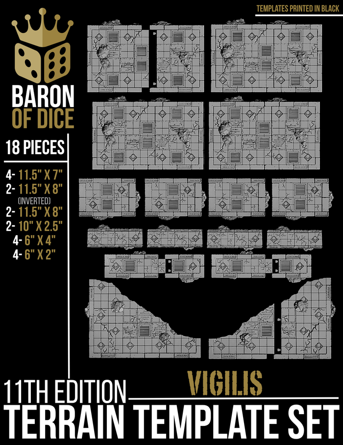 Vigilis Bastion Template Set | 11e Terrain Template Set | Shipping Excluded