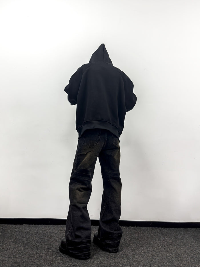 Washed Straight Dirty Mud Textured Deconstructed Jeans - Livefree