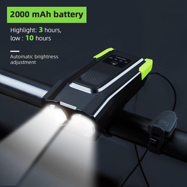 Waterproof Bicycle Front LED Rechargeable Light with Horn - shop.livefree.co.uk
