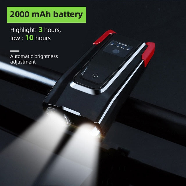 Waterproof Bicycle Front LED Rechargeable Light with Horn - shop.livefree.co.uk