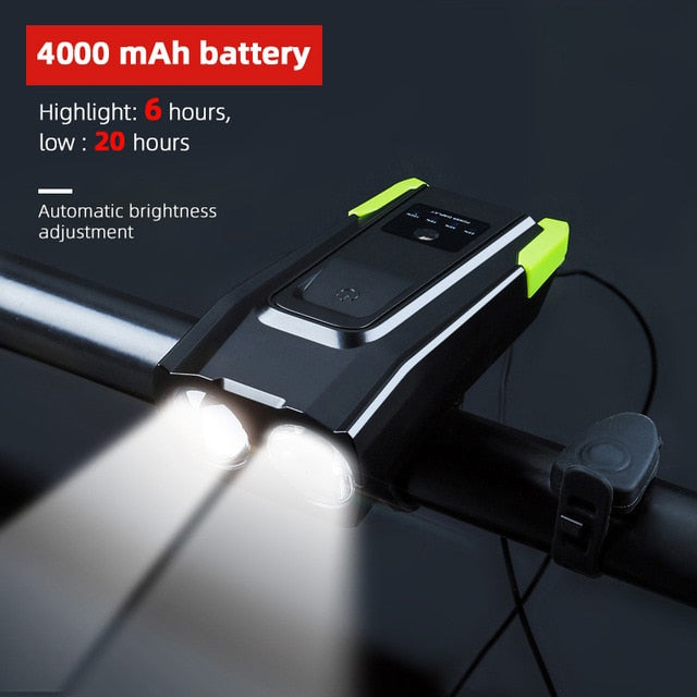 Waterproof Bicycle Front LED Rechargeable Light with Horn - shop.livefree.co.uk