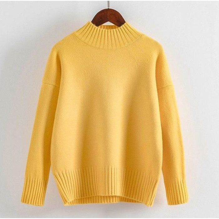 White Turtleneck Sweater Women's Pullover - Livefree