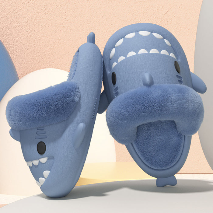 Winter Shark Slippers Detachable Warm Fuzzy Slippers Bedroom House Shoes Women - Livefree
