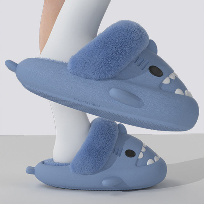 Winter Shark Slippers Detachable Warm Fuzzy Slippers Bedroom House Shoes Women - Livefree