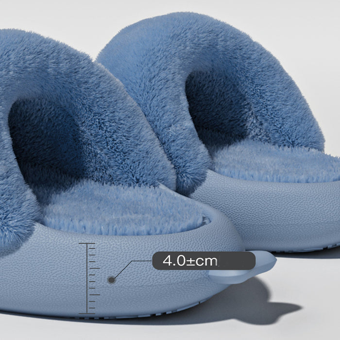 Winter Shark Slippers Detachable Warm Fuzzy Slippers Bedroom House Shoes Women - Livefree
