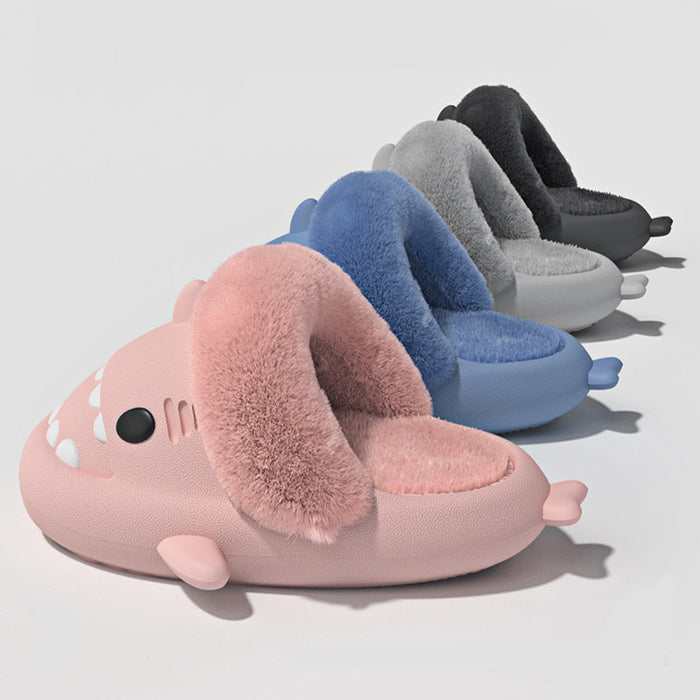 Winter Shark Slippers Detachable Warm Fuzzy Slippers Bedroom House Shoes Women - Livefree