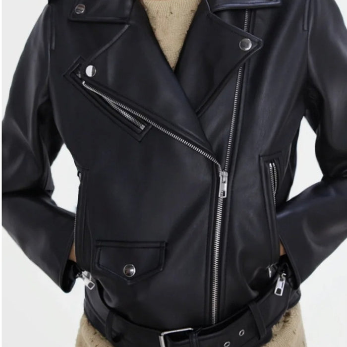 Women's Faux Leather Retro Biker's Leather Coat - Livefree