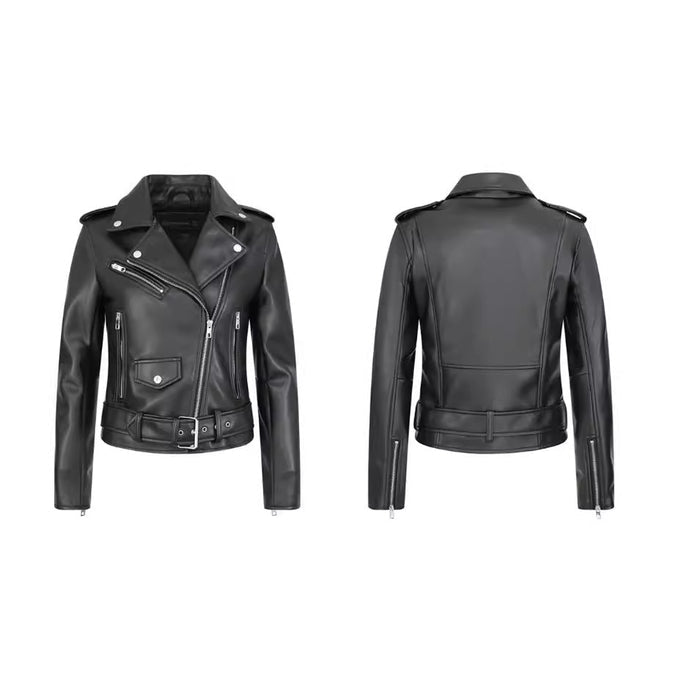 Women's Faux Leather Retro Biker's Leather Coat - Livefree