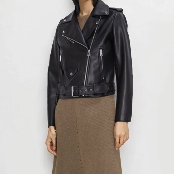Women's Faux Leather Retro Biker's Leather Coat - Livefree