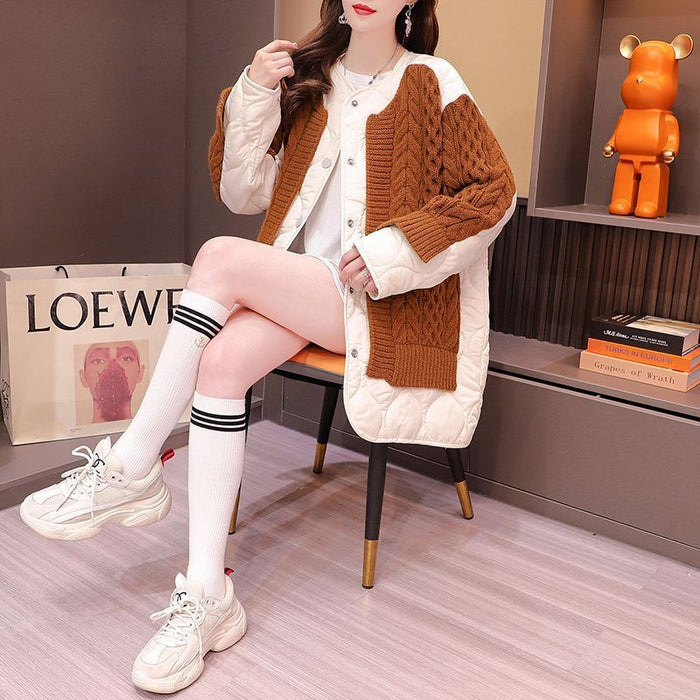 Women's Patchwork Sweater Cardigan Mid-length - Livefree